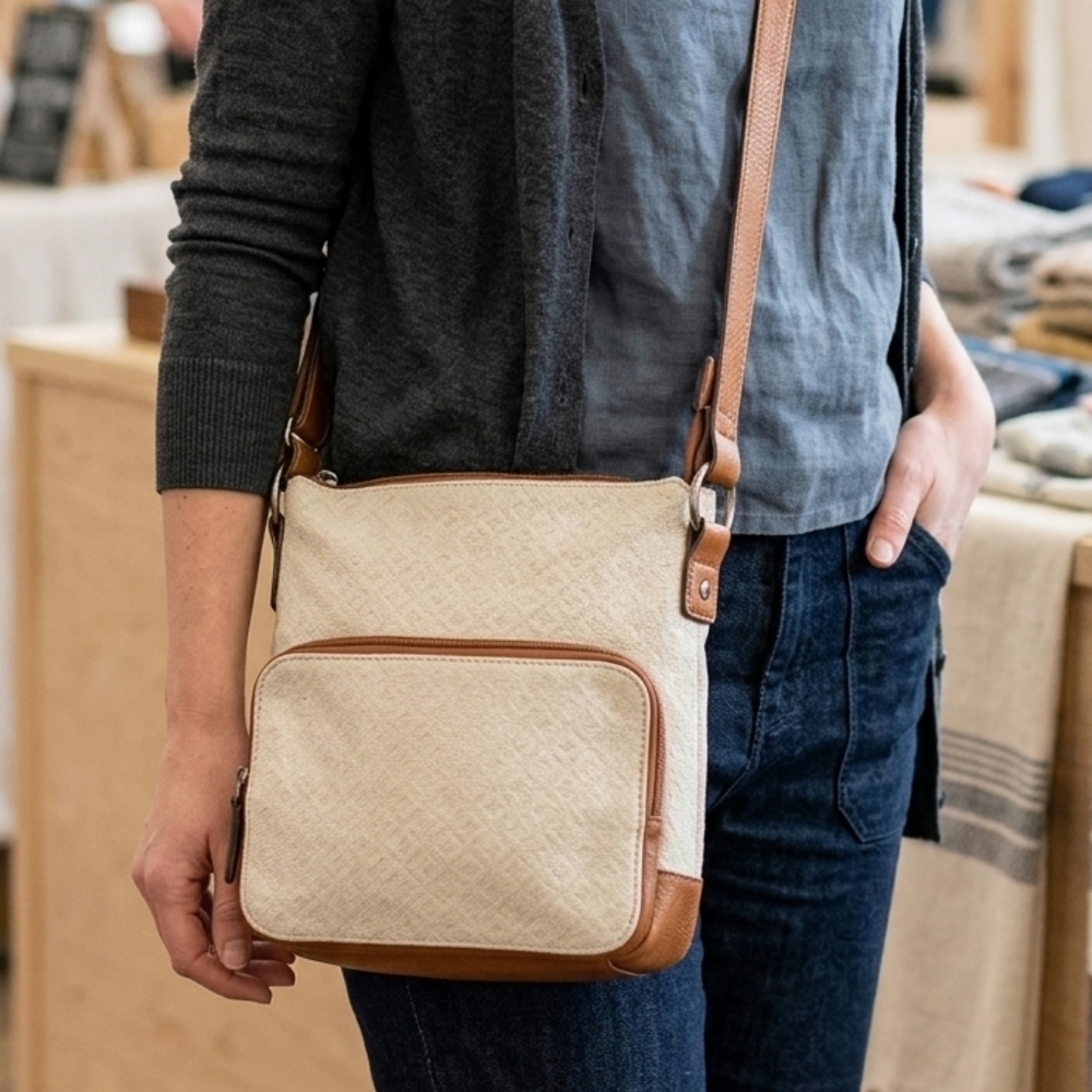 Relic Chic Cream and Brown Crossbody Bag